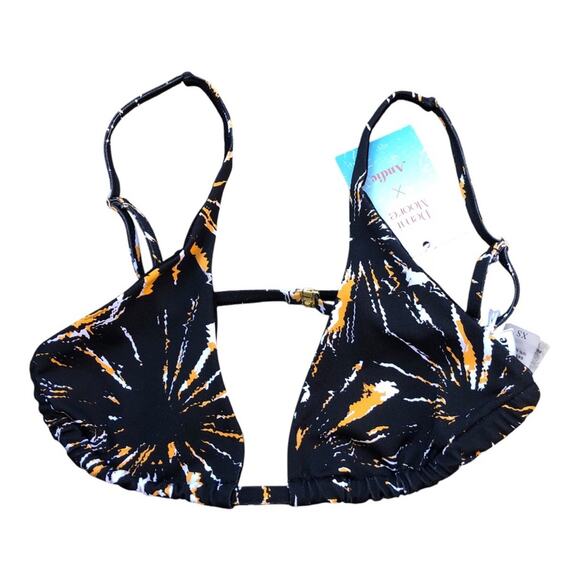 Andie x Demi Moore NWT The Tropez Luxe Flat Bikini Top- Black Firework Print XS - Picture 5 of 15